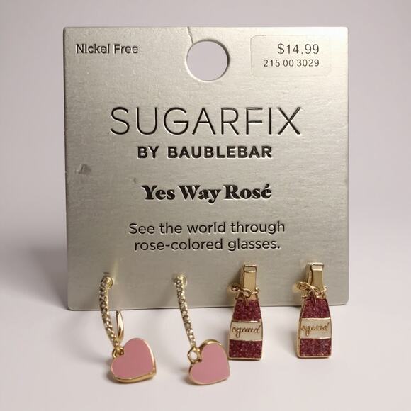 Sugarfix by Baublebar Yes Way Rosé Earring Set | Limited Rosé Collection - Picture 1 of 1